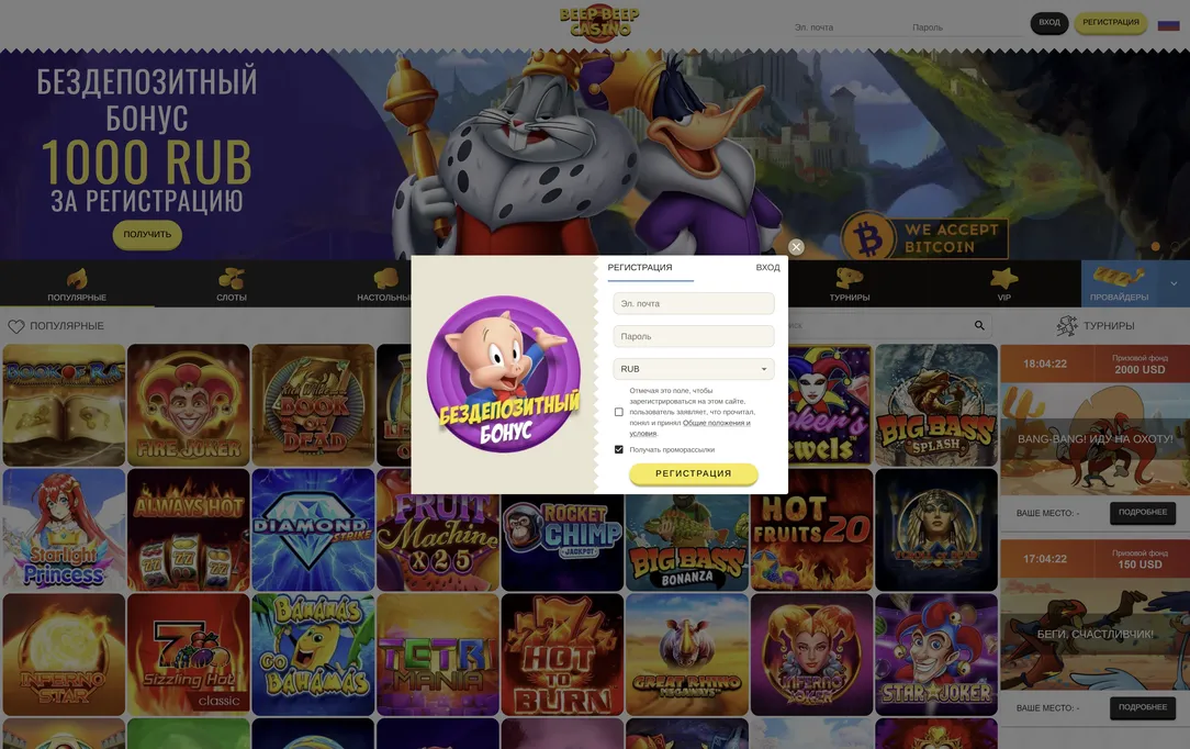 Заполните данные для начала регистрации в BeepBeep.