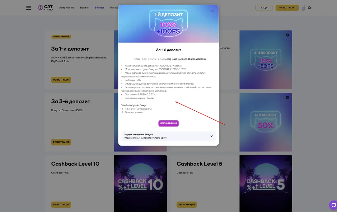 Cat Casino все бонусы 