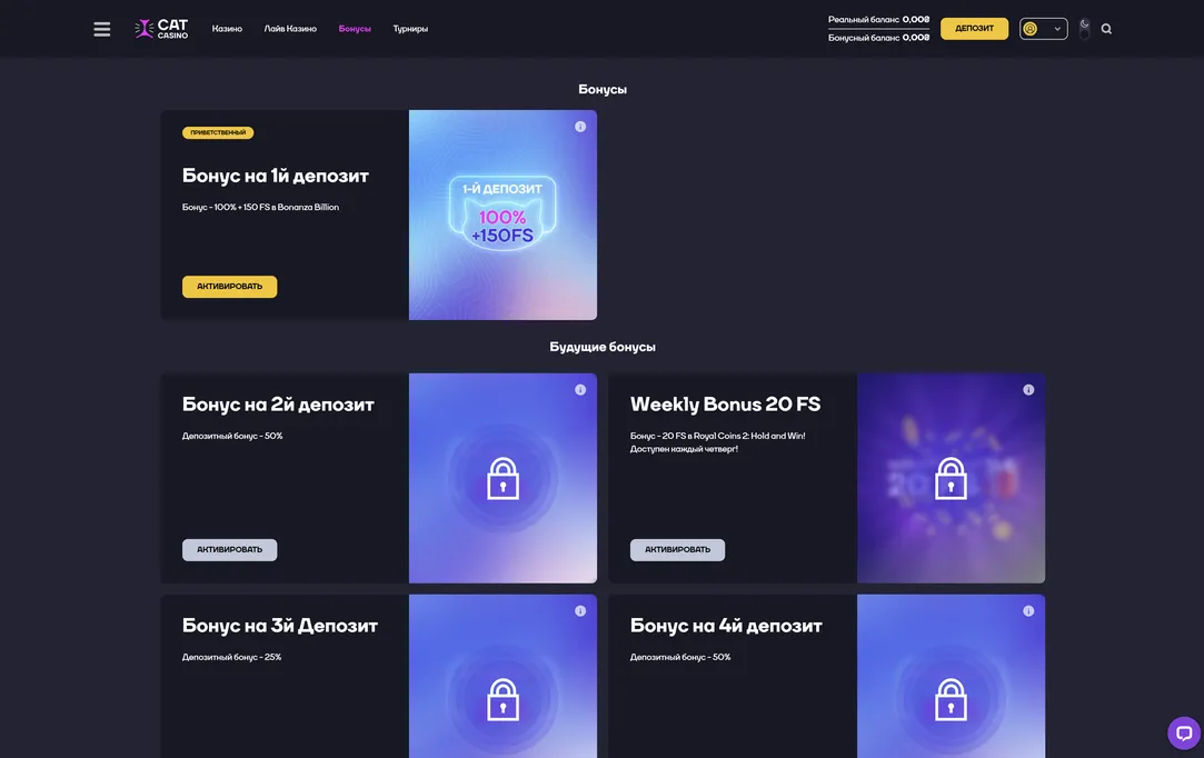 Бонусы, созданные для удовольствия в Cat казино.